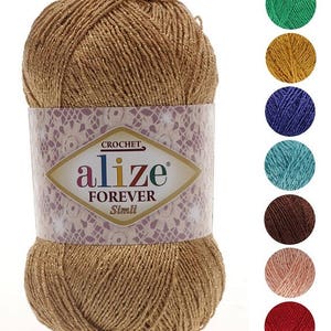 Przędza Alize Forever simli włóczka 100% mikrofibra włóczka z brokatem nić z mikrofibry nić metaliczna nić lureksowa włóczka lureksowa włóczka metalizowana