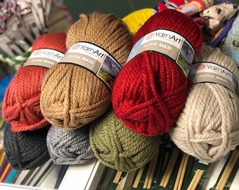 Garn GarnArt Alpine Maxi 250 g Bulky Garn super chunky garn dicker Garn Schal großes Garn Riesengarn Snud Garn Hutgarn Kappe Garn Volumetric Garn