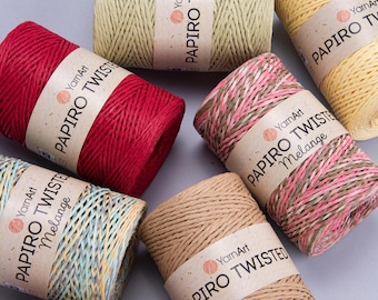 Yarn Papiro Twisted Melange YarnArt sectional raffia gradient raffia batik raffia colorful raffia multicolor raffia melange raffia rainbow