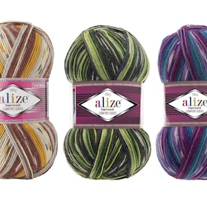 Garn Alize Superwash Comfort Sockengarn Soxgarn Wollgarn Ethnogarn Wollmischungsgarn Mehrfarbengarn Batikgarn Sockengarn Fäustlingsgarn