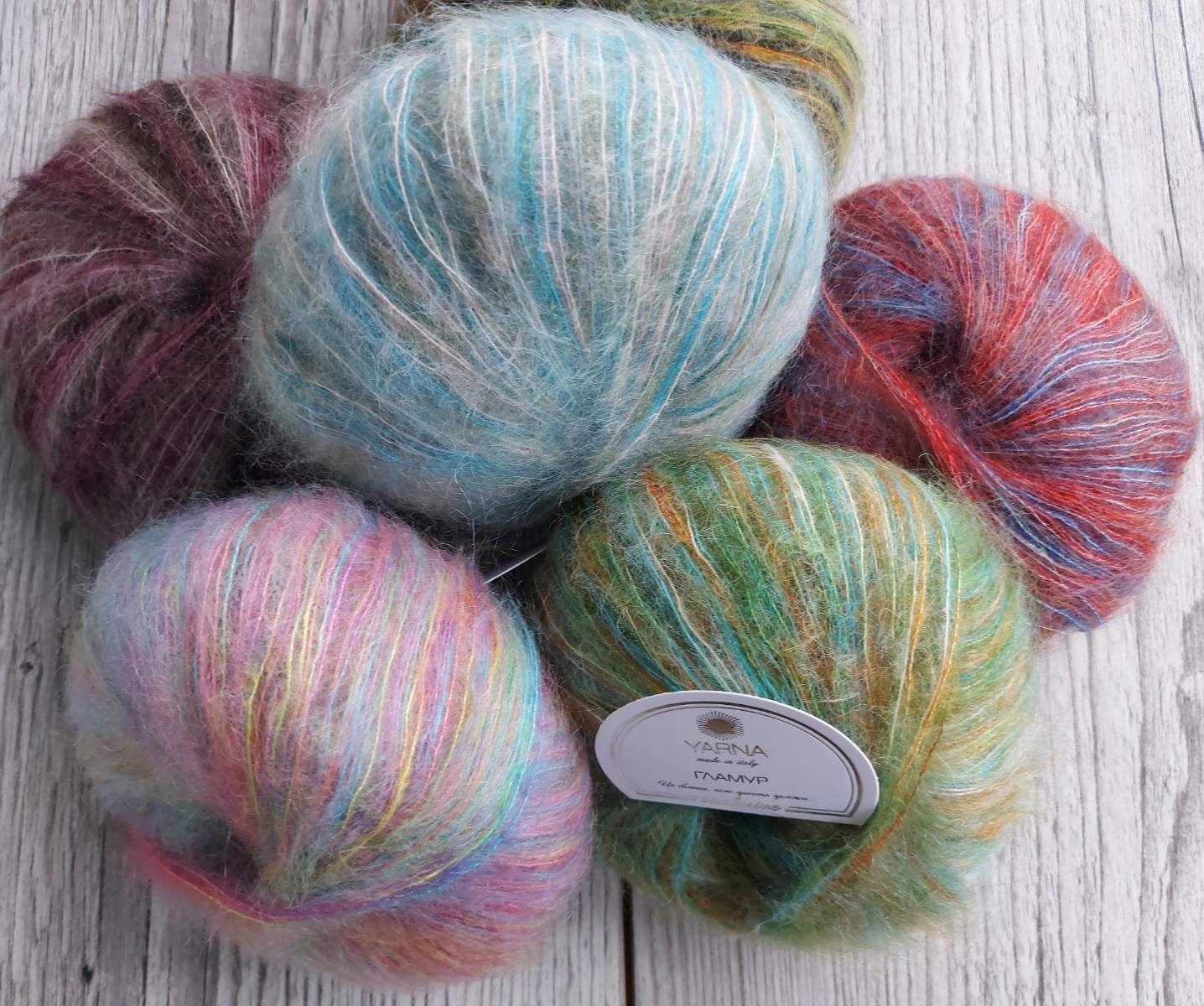 Yarn Kidsilk Glamor print kid mohair silk yarn batik mohair multicolor melange yarn rainbow yarn sectional yarn sectional yarn Drops kid