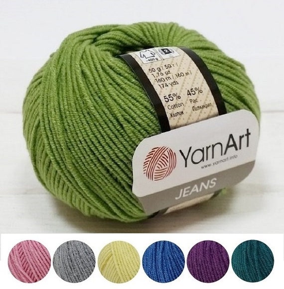 5 x 50g Yarn Art Jeans Cotton/Acrylic Mix Knitting Wool/Yarn mint green 79 