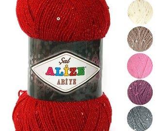 Yarn Alize Sal Abiye yarn payette yarn sequin yarn payette sequin yarn beads yarn paillette yarn metallic yarn lurex yarn metal yarn payette