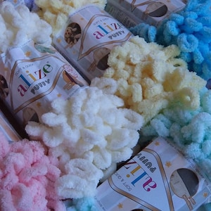 Yarn Alize Puffy plush yarn children&#39;s yarn baby yarn blanket yarn plaid yarn velvet yarn micro-polyester yarn no hook yarn no neddle yarn