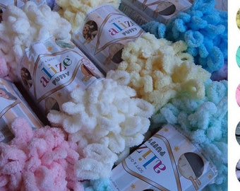 Yarn Alize Puffy plush yarn children's yarn baby yarn blanket yarn plaid yarn velvet yarn micro-polyester yarn no hook yarn no neddle yarn