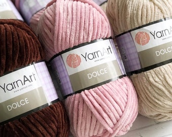 Garn YarnArt Dolce veloursgarn plyschgarn sammetsgarn frottégarn filtgarn amigurumigarn pälsgarn långt ögonfransgarn roligt pälsgarn baby