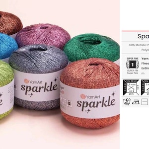 Brocade yarn YarnArt Sparkle yarn metallic yarn lurex yarn glitter yarn metal yarn silver yarn gold yarn cord yarn decor yarn brilliant yarn