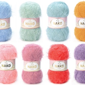 Garn Nako Paris Garn Kunstpelzgarn langes Wimperngarn lustiges Pelzgarn glitzerndes Garn Grasgarn langes Wimperngarn flauschiges Garn Balerogarn flauschiges Garn
