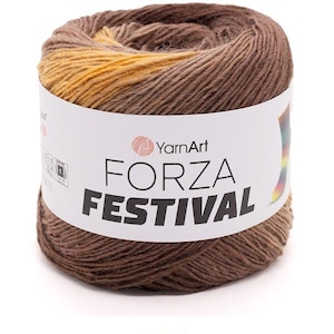 May include: A ball of YarnArt Forza Festival yarn in shades of brown and yellow. The label displays the brand name and the text "FORZA FESTIVAL". The product code "2901" is printed at the bottom.