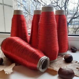 Red metallic yarn 100g red metallized yarn glitter yarn lurex yarn red shiny yarn cone brocade yarn lurex bobbin lurex metallized thread red
