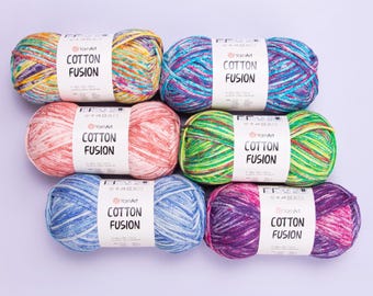 Yarn Cotton Fusion YarnArt 100% cotton yarn grade yarn gradient cotton grade cotton batik yarn colorful yarn multicolor yarn melange yarn