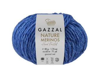 Garn Natur Merinos Gazzal handmålat 100% australiskt merinoullgarn merinogarn ekologiskt garn merinotråd merinosnöre merinofibrar
