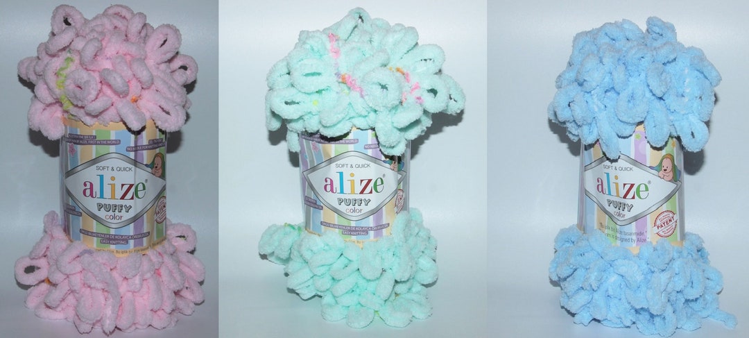 Hobby YARN Alize Puffy-wol, 3 x labellabels, wol, premium 1 x 100 g als