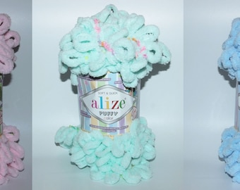 Yarn Alize Puffy Color plush yarn children's yarn baby yarn blanket yarn plaid yarn velvet yarn micro-polyester yarn no hook yarn no neddle