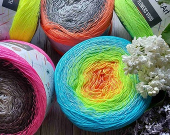 Hilo degradado YarnArt Flowers Vivid 250g (1000m) hilo de grado hilo de algodón degradado pasteles de hilo de algodón de grado batik hilo de algodón