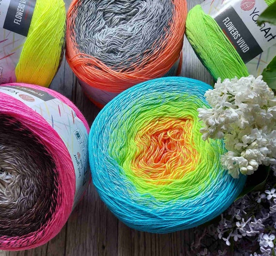 Gradient Yarn Yarnart Flowers Vivid 250g 1000m Grade Yarn Gradient Cotton Gradient  Yarn Cakes Grade Cotton Batik Yarn Cotton Yarn 