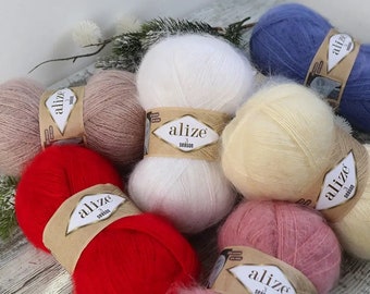 Yarn 3 Season Alize yarn mohair yarn wool blend yarn gentle yarn baby mohair goat yarn goat fur angora goat yarn Alize Angora thread angora