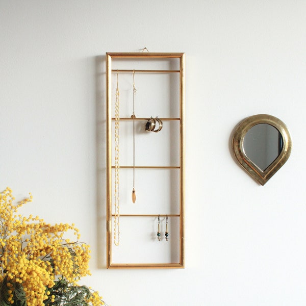 Wandschmuckhalter - Ohrringe-Display, Upcycling, Vintage-Goldrahmen, Organizer, Durcheinander, Regal, Aufbewahrung, Dekoration