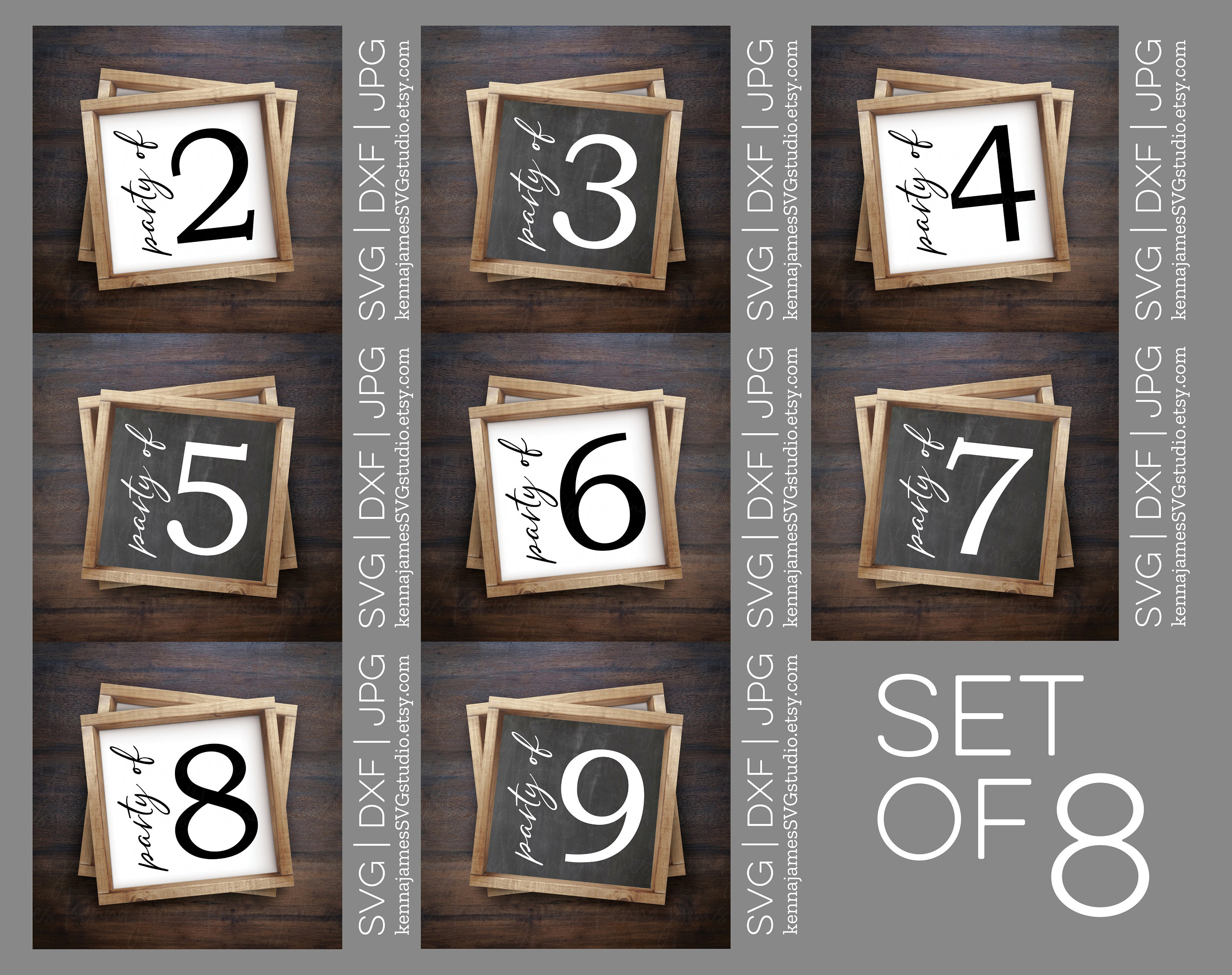 Set Of 8 Party Of Svg Family Number Sign Svg Family Svg Etsy