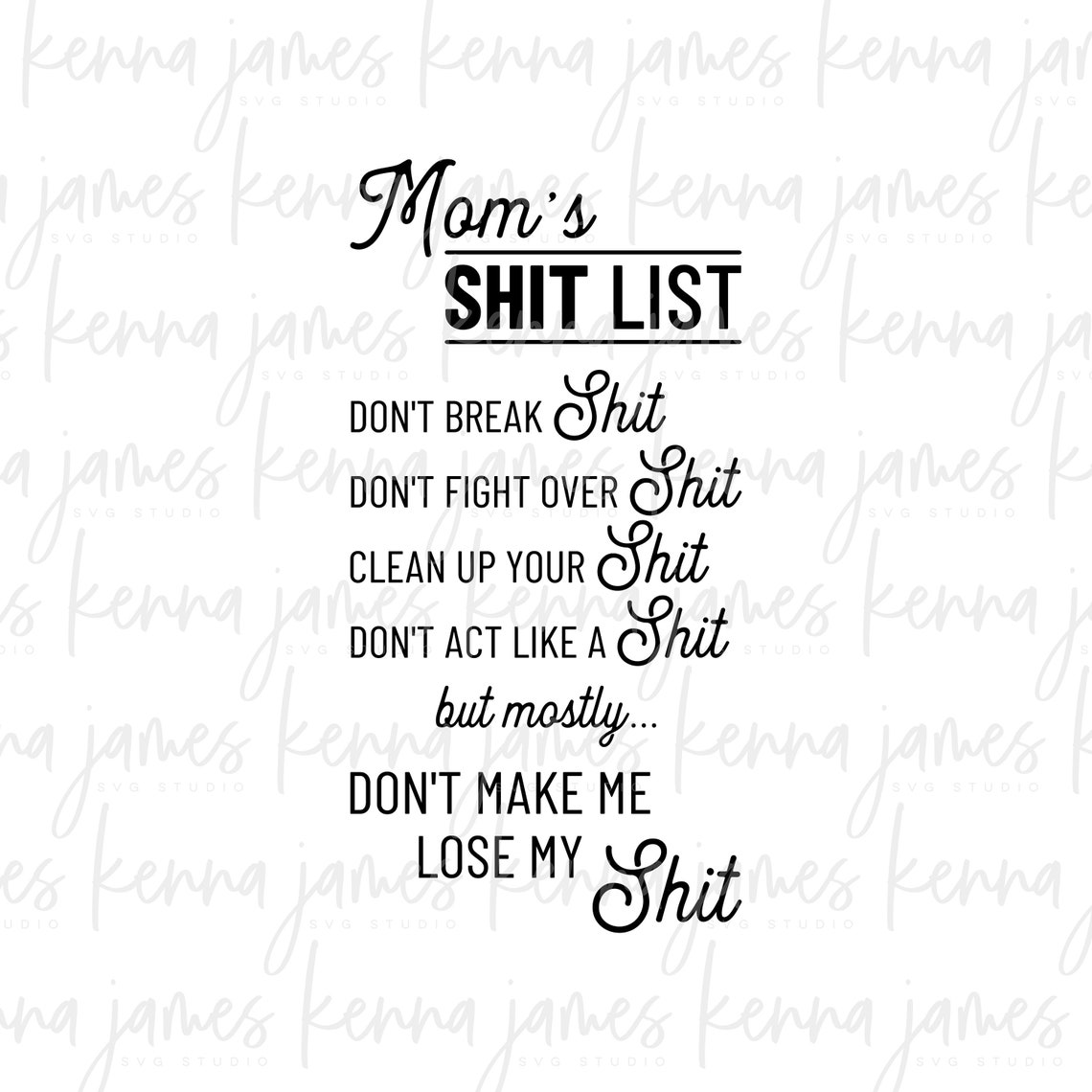Moms shit list svg mom rules svg mom life svg  etsy