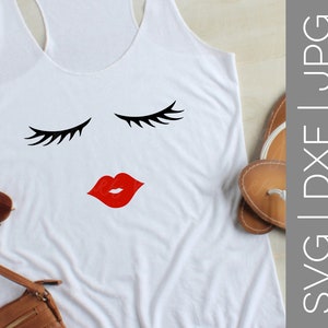 Wimpers en lippen SVG | Wimpers SVG | Wimpers SVG | Lippen SVG | Mascara SVG | Lipstick SVG | Kus SVG | SVG | DXF | JPG | bestand knippen