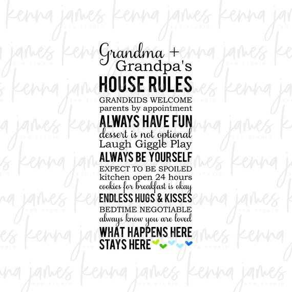 Download Grandma Grandpa S House Rules Svg Grandparents Svg Etsy