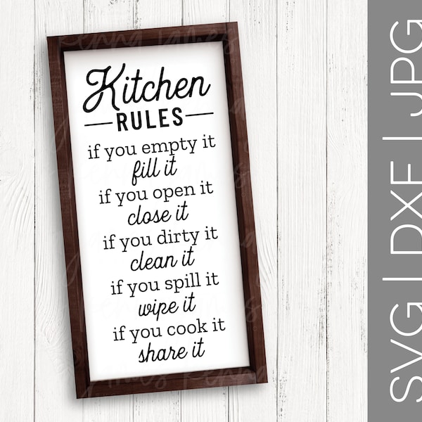 Kitchen Rules svg | Mom's Rules svg | Kitchen svg | Farmhouse svg | Kitchen Decor | Home Decor | Wood Sign | SVG | DXF | JPG | cut file