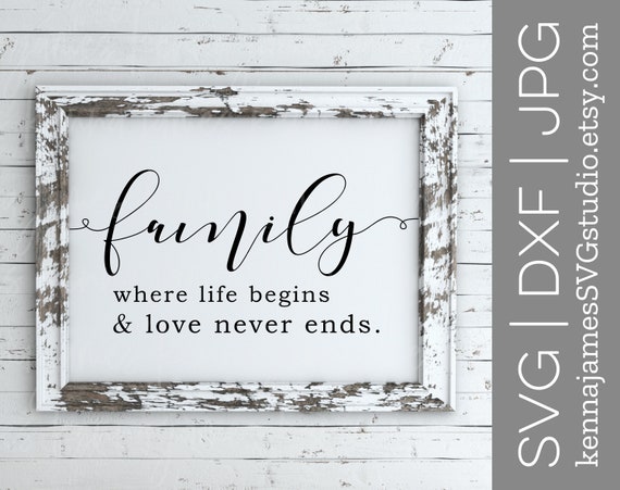 Family Where Life Begins Love Never Ends Svg Family Svg Etsy