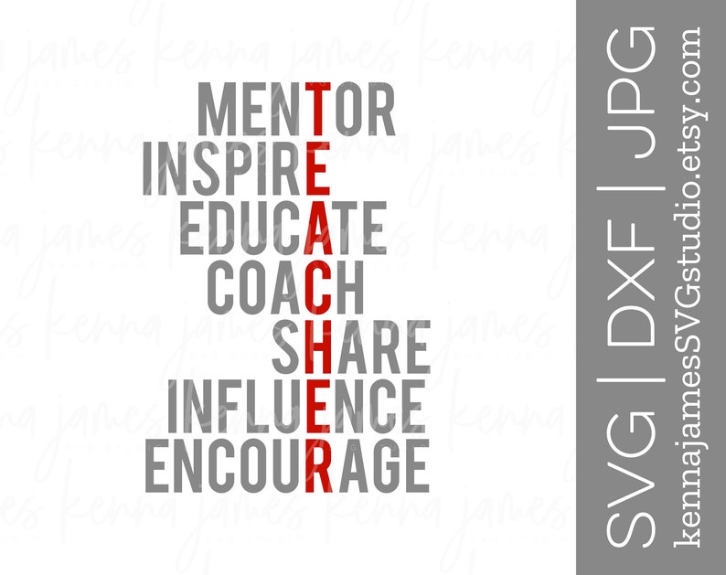 Download Teacher svg Mentor svg Inspire svg Educate svg Coach | Etsy