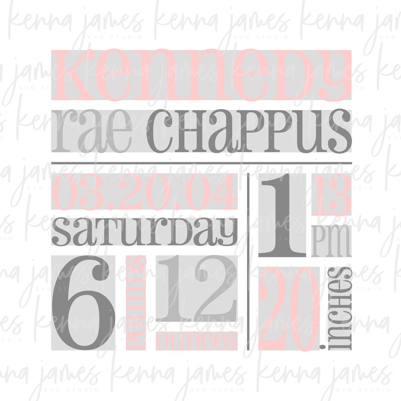 Birth Announcement Template Svg Birth Announcement Svg Etsy