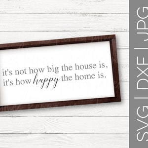 It&#39;s Not How Big The House Is It&#39;s How Happy The Home Is svg | Home svg | Family svg | Love svg | Farmhouse svg | SVG | DXF | JPG | cut file