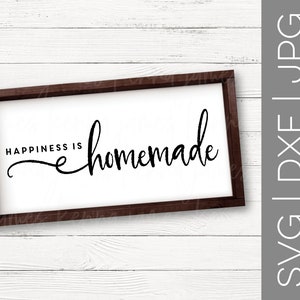 Le bonheur est fait maison svg (fr) Farmhouse svg - France Farmhouse Style svg - France Cuisine svg - France Décoration de la maison Signe de bois SVG - France DXF - France JPG - France fichier coupé