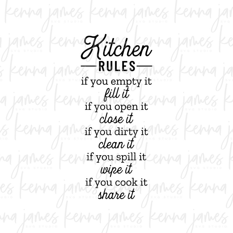 Kitchen Rules Svg Mom S Rules Svg Kitchen Svg Etsy