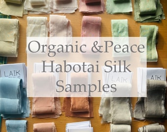 Organic & Peace silk ribbon Samples, 100% silk naturally dyed, hand dyed cruelty free silk ribbon, Colours: 165,128,164,162,163,151,160,161