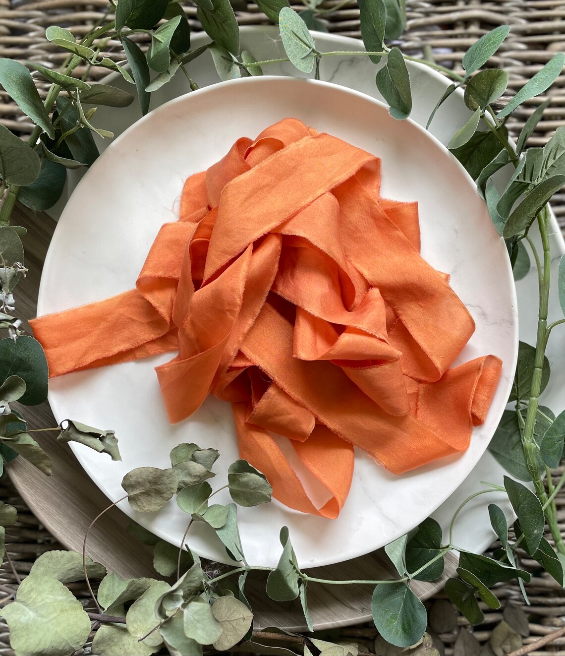 Burnt Orange Peace Silk Ribbon,100% Organic Silk Naturally Dyed in ...