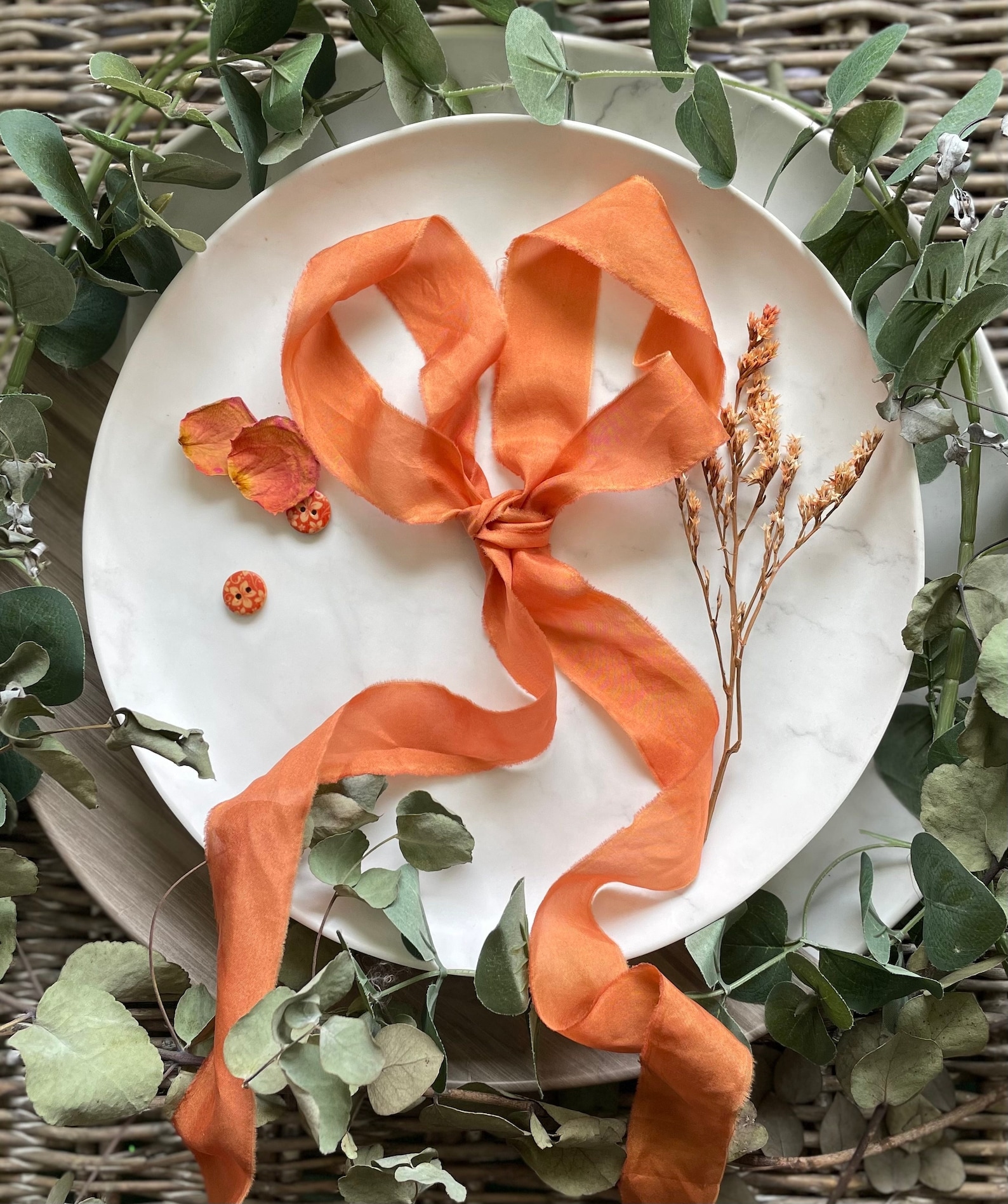 Burnt Orange Peace Silk Ribbon,100% Organic Silk Naturally Dyed in ...
