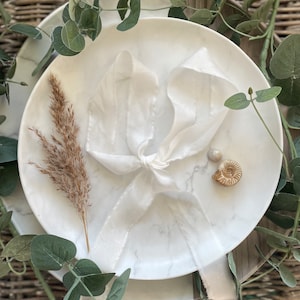 Cinta de seda White Organic Peace, seda 100% habotai, cinta de seda sin teñir libre de crueldad, cinta de ramo de boda, cinta de seda boho, seda a mano