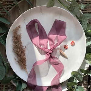 Burgund rosa Georgette Bänder, Bio und Peace Seidenbänder, leicht,Cruelty Free Ribbon,100% Seide Natur pflanzengefärbtes Blumenband