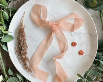 Lily's Coral 156 Peace silk ribbon, 100% silk naturally dyed in Coral colour, hand dyed cruelty free habotai silk ribbon, wedding ribbon