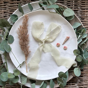 Lichtgroene Georgette Biologische en Vrede zijden linten, Groen doorschijnend Cruelty Free zijden lint, 100% zijde Natuurlijk plantaardig geverfd boeketlint