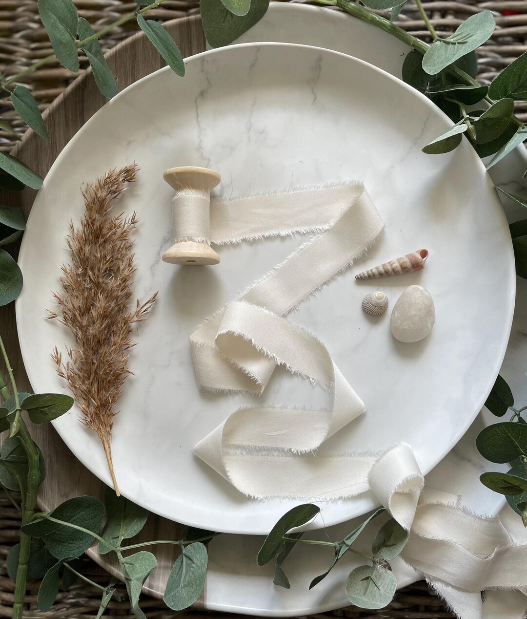 Eco Ribbons Porcelain Organic Bamboo Silk Ribbons, Vegan Ivory Ribbon, Naturally ...