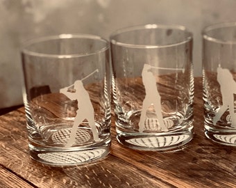 Golf Whiskey Glasses, Bourbon Gift for Golfer, Gift for Dad, Golf Gift, Dads Gift, Fathers Day Gift, Golf Themed Drinkware, Birthday Gift