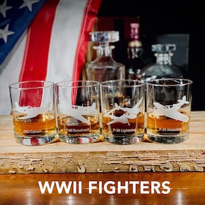 WWII Fighter Planes Whiskey glass set