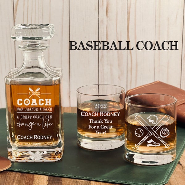 Gift for Baseball Coach - Whiskey Decanter Gift, Baseball Gift, Gift For Baseball Coach, Coach Gift, Thank you Gift