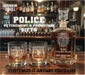 Custom Police Badge Whiskey Decanter Set | Police Officer Retirement Gift