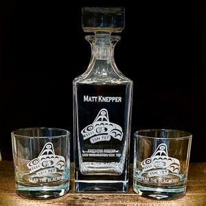 SSN 787 Custom Whiskey Decanter & Glass Set - NAVY, Rocks Glass, Pint Glass, Bourbon Gift, Whiskey Gift, USN Submariner Gift