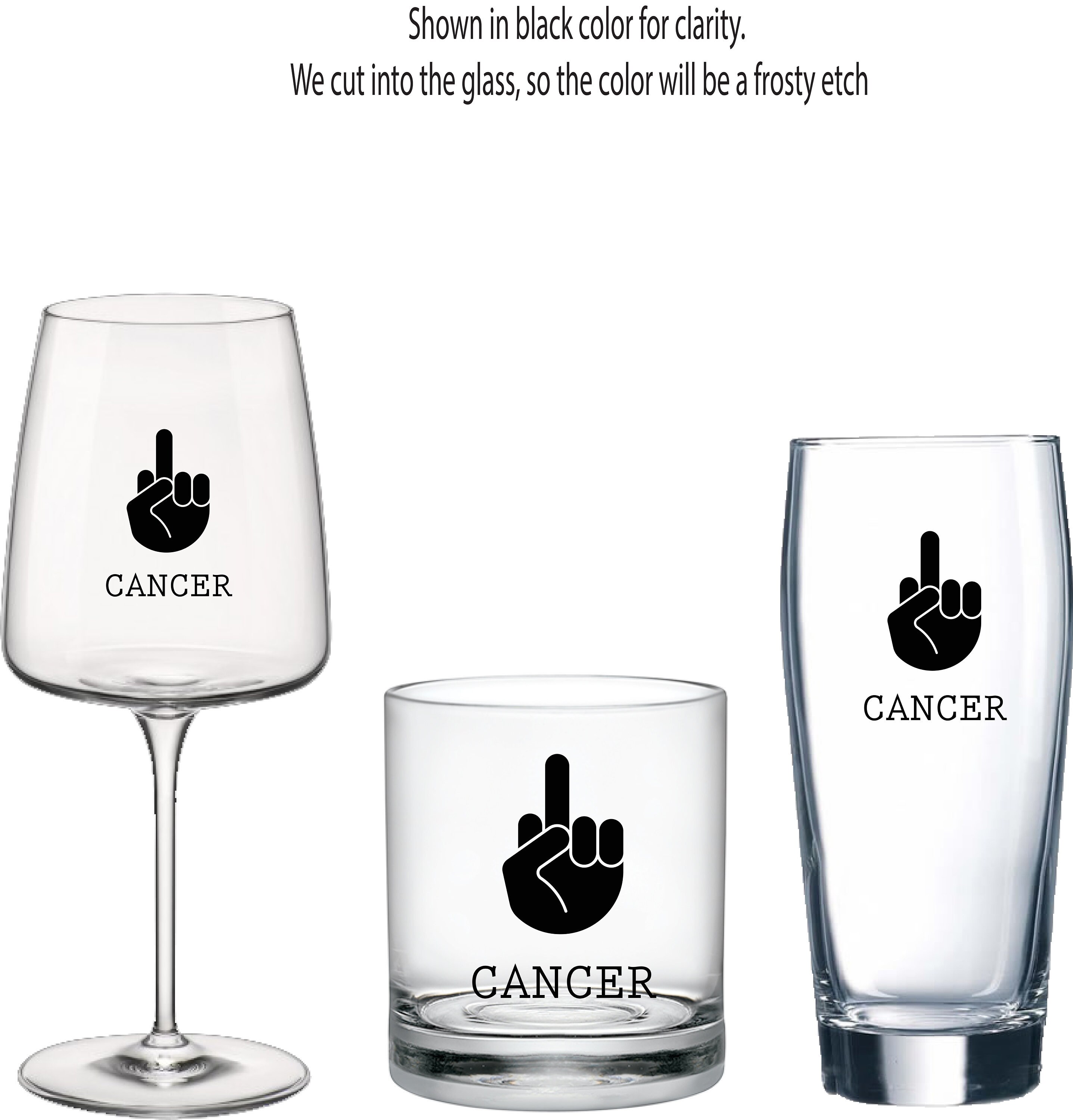 F#@% CANCER Wine, Beer, or Rocks Glass, Get Well Gift, Inspirational …