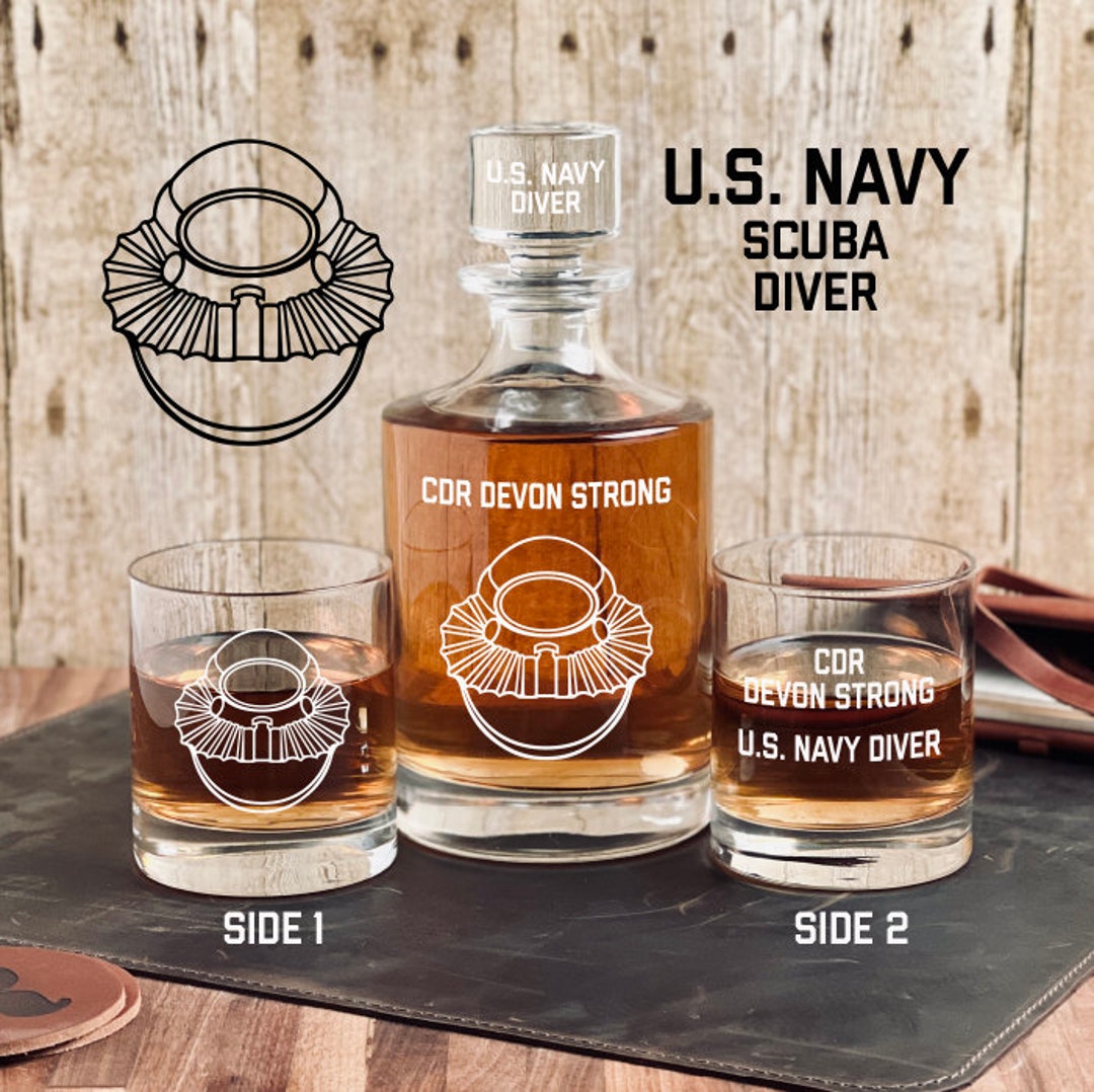 Navy Diver Whiskey Decanter Set - Personalized, Custom, Advanced First ...