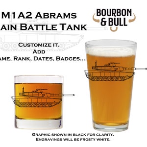 M1 Abrams Tank - Whiskey or Beer Glass Set - Personalized Military Gift for Him, Gift for Dad, Gift for Boyfriend, Ball Gift