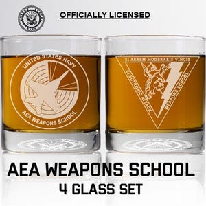 Personalized Navy AEA Weapons School Whiskey Glass Set - US Navy Pilot, NFO, Naval Flight Officer, Naval Aviator Gift